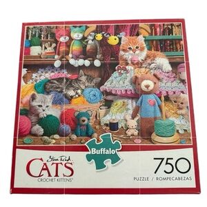 Crochet Kittens Steve Read 750 pc Jigsaw Puzzle 24" X 18" Buffalo Game toy yarn